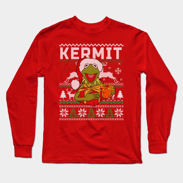 Kermit Christmas Ugly sweater Long Sleeve T-Shirt by OniSide